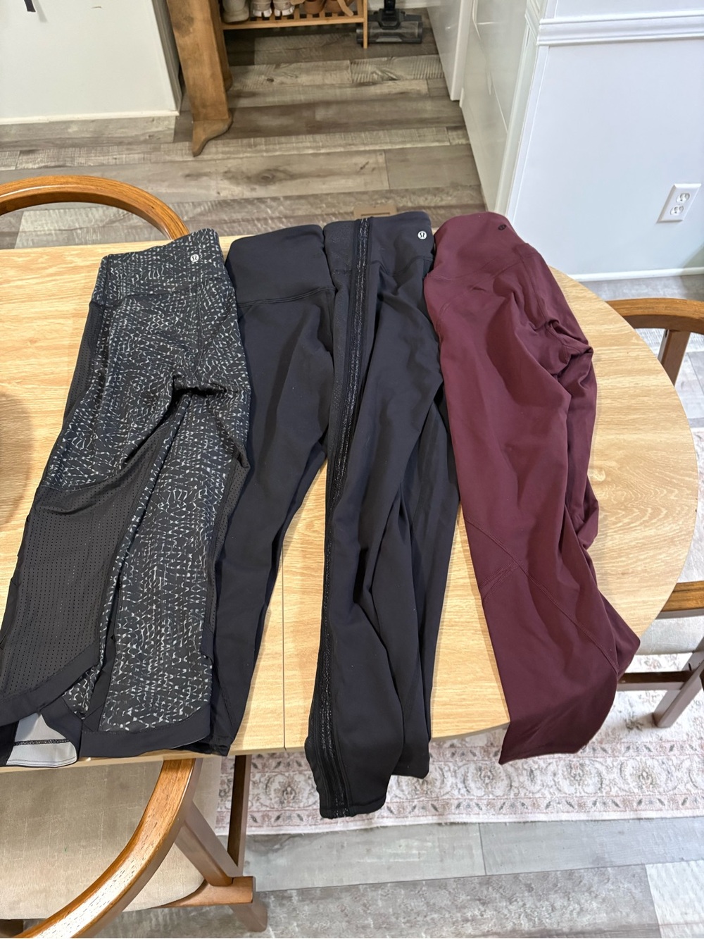 lululemon athletica Black and Burgundy Women's Leggings Trio